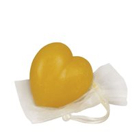 Honig-Seife  als  Herz  in  gelb , Honigduft 45 g im Organzabeutel